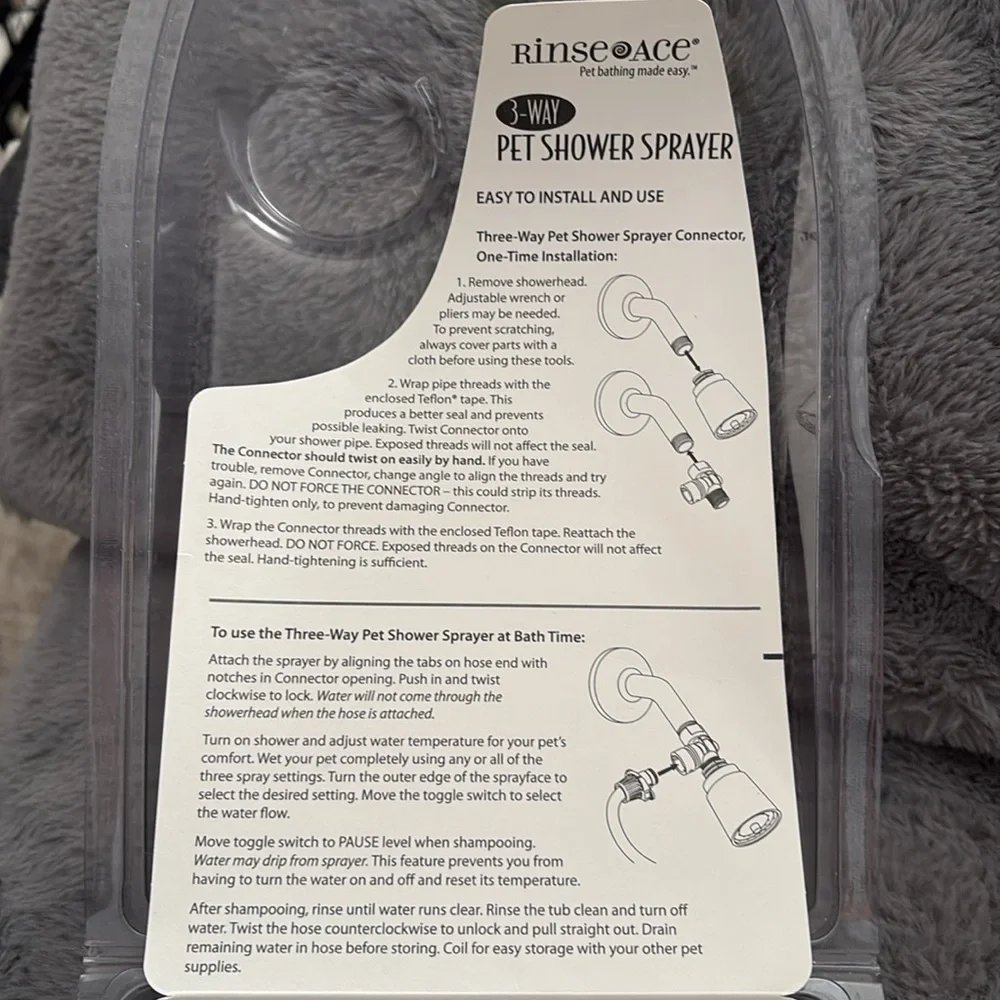 3-Way Pet Shower Sprayer Rinse Ace